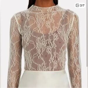 WeWoreWhat Ivory Lace Mock Neck Top